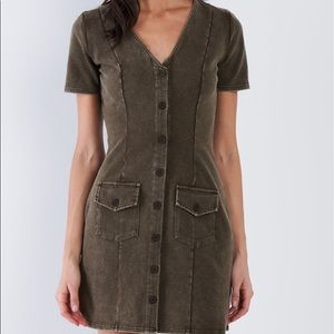 Olive Green Buttoned Dress